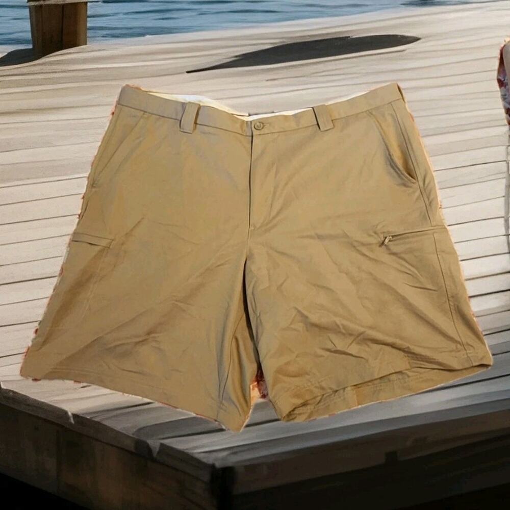 Men's Big & Tall Size 46 David Taylor Pro Casual Dress Shorts Tan Zip Pocket